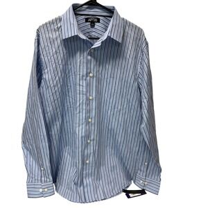 Apt. 9 Men's Large Light Blue Stripe 100% Cotton Button Down Dress Shirt